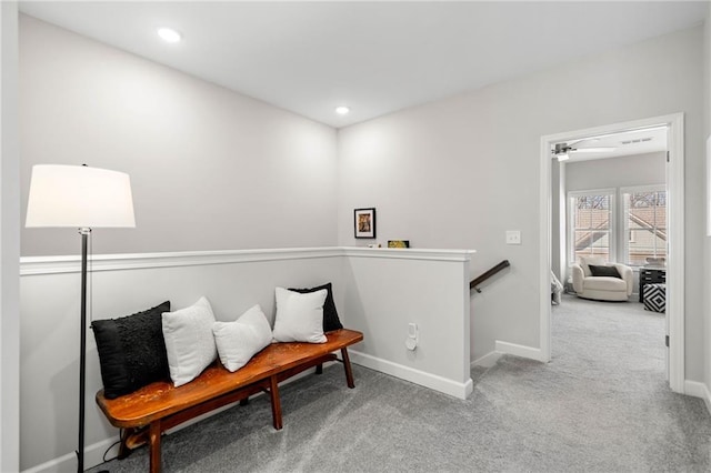 234 Retreat Ln, Canton, GA 30114 - sitting room with an upstairs landing, carpet flooring, baseboards, and recessed lighting