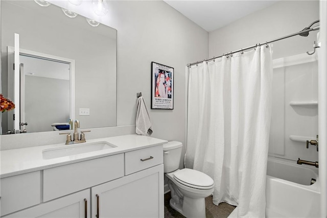 234 Retreat Ln, Canton, GA 30114 - bathroom with vanity, toilet, shower / bath combination with curtain, and tile patterned flooring