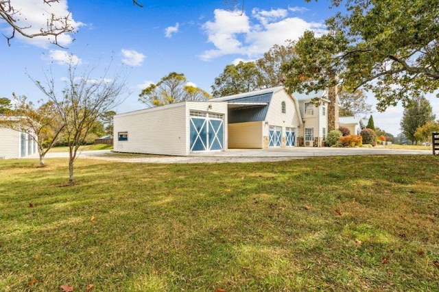 back of property featuring a lawn