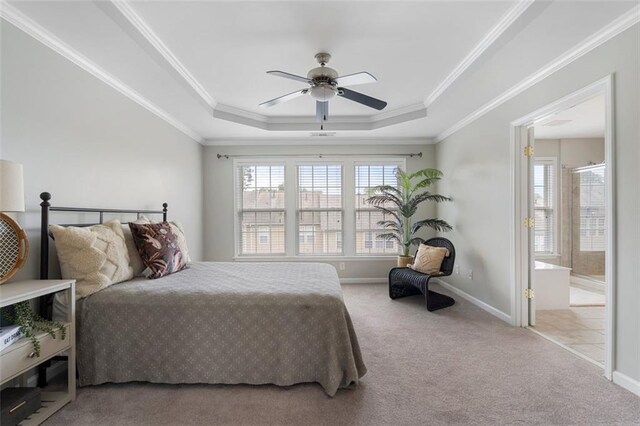 4855 Payson Ter SE Unit 3, Atlanta, GA 30339 - bedroom featuring a raised ceiling, carpet floors, crown molding, baseboards, and ensuite bath