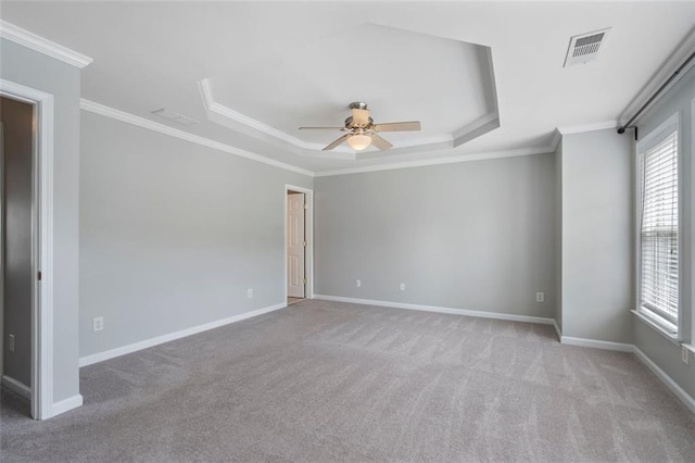4855 Payson Ter SE Unit 3, Atlanta, GA 30339 - unfurnished room featuring a ceiling fan, a tray ceiling, carpet floors, and ornamental molding