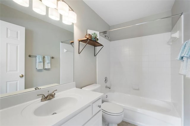 4855 Payson Ter SE Unit 3, Atlanta, GA 30339 - bathroom with toilet, vanity, shower / tub combination, and lofted ceiling