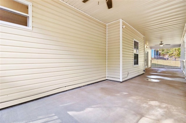 view of patio with ceiling fan