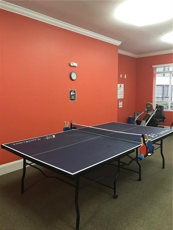 1800 Clairmont Lk Unit 313, Decatur, GA 30033 - game room featuring ornamental molding, carpet flooring, and baseboards