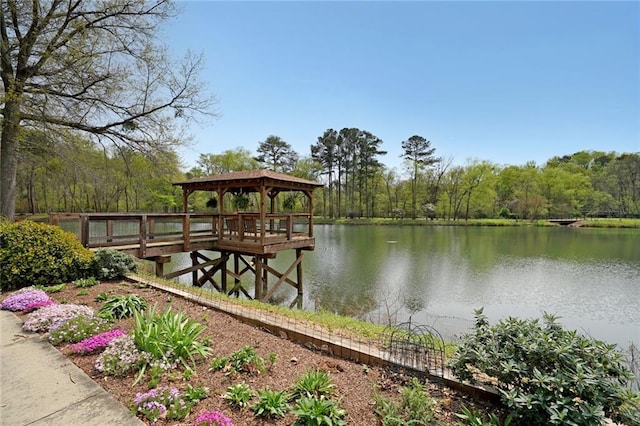 1800 Clairmont Lk Unit 313, Decatur, GA 30033 - dock featuring a gazebo, a water view, and a view of trees