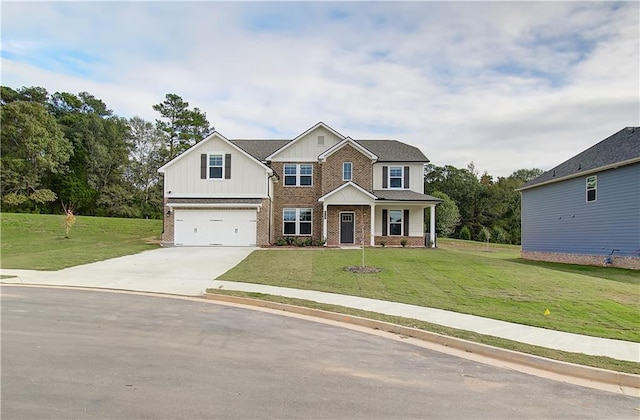 238 Linford Dr, Locust Grove, GA 30248 - craftsman-style house with concrete driveway, brick siding, an attached garage, and a front lawn