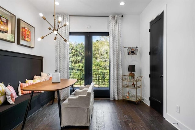 2328 Mason Dr, Atlanta, GA 30316 - dining space featuring wood-type flooring, baseboards, recessed lighting, and an inviting chandelier