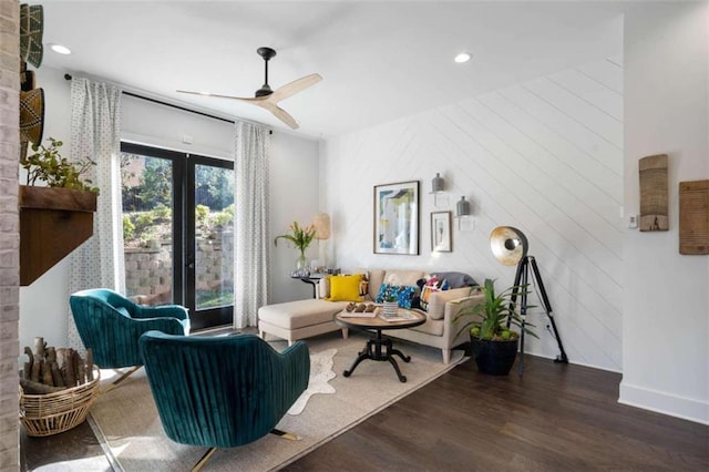 2328 Mason Dr, Atlanta, GA 30316 - living room with ceiling fan, wood finished floors, and baseboards