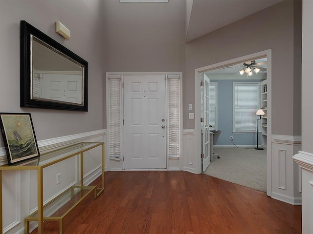 1535 Justine Way SE, Mableton, GA 30126 - foyer entrance featuring wood finished floors, ceiling fan, and baseboards