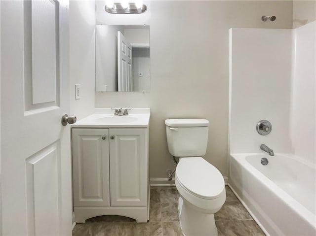 full bathroom with toilet, shower / washtub combination, and vanity