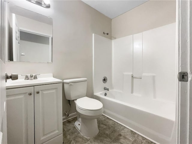 full bathroom with toilet, vanity, and shower / bath combination