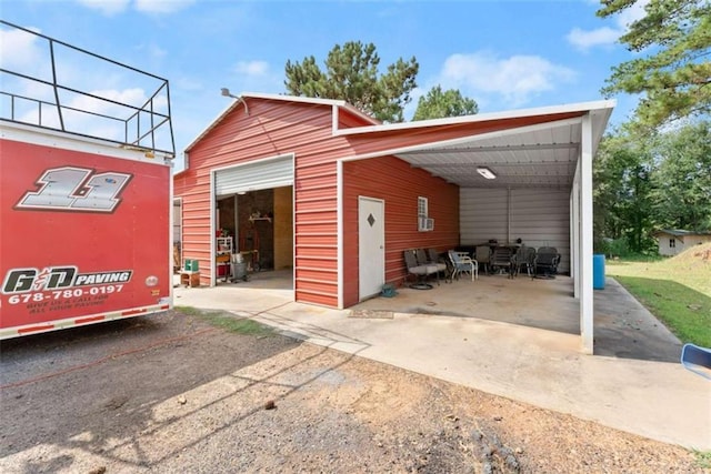 garage with a carport