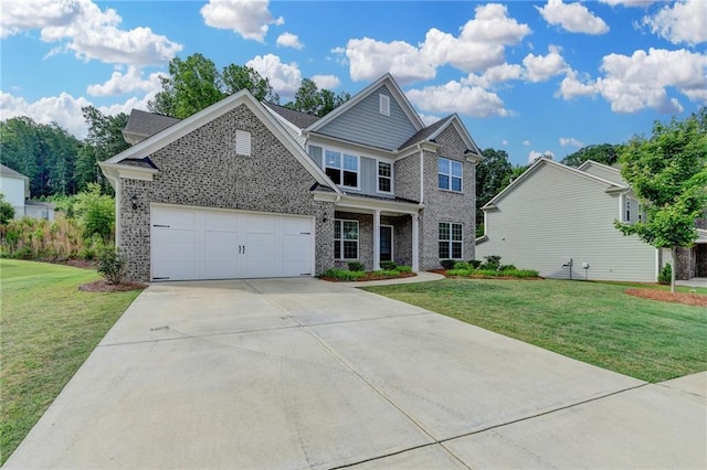5215 Wheeler Run Dr, Auburn, GA 30011 - view of front of property with brick siding, driveway, a front yard, and an attached garage