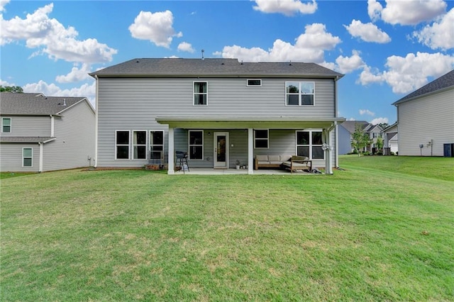5215 Wheeler Run Dr, Auburn, GA 30011 - back of house featuring a patio area, outdoor lounge area, and a yard