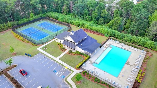 5215 Wheeler Run Dr, Auburn, GA 30011 - aerial view of a pool area and a forest