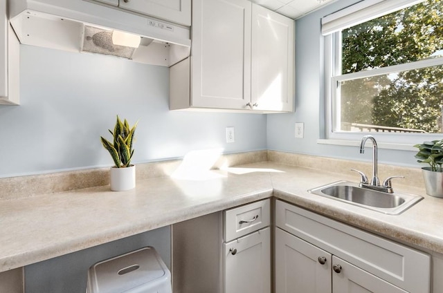 kitchen featuring sink and white cabinets