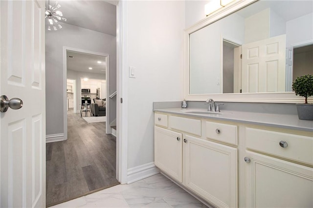 5690 Rutland Trce, Lithonia, GA 30058 - bathroom with vanity and marble finish floors