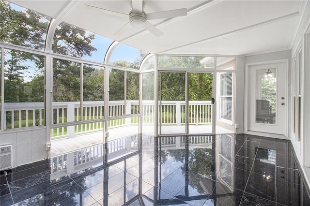5690 Rutland Trce, Lithonia, GA 30058 - unfurnished sunroom featuring ceiling fan
