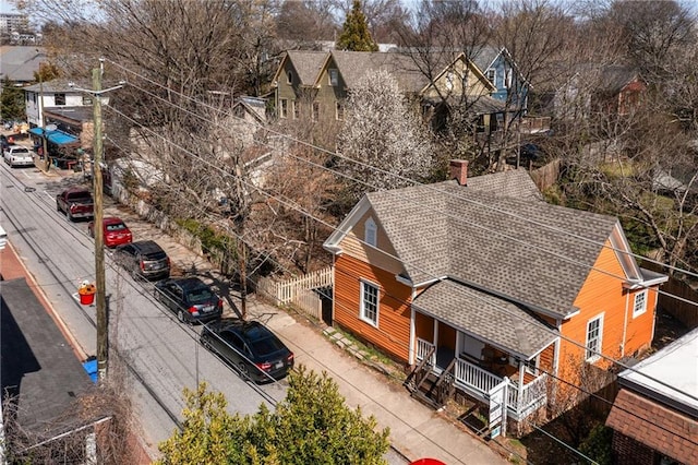 aerial view with a residential view