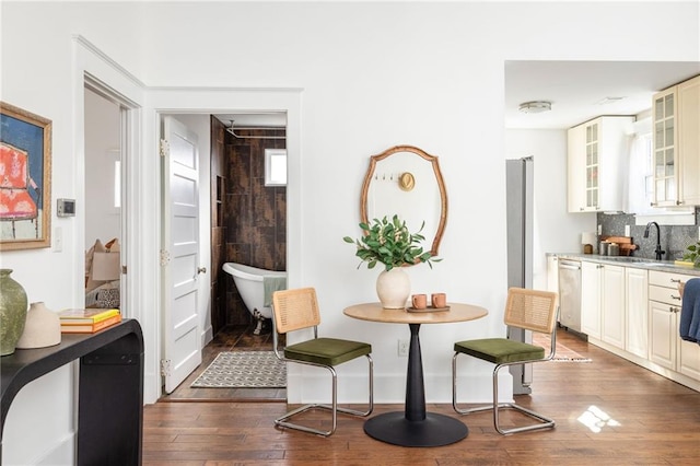 dining space featuring dark wood finished floors