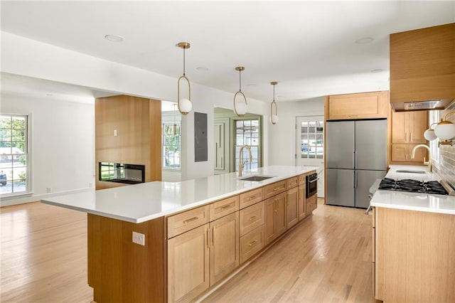 762 Rockbridge Rd NW, Lilburn, GA 30047 - kitchen with appliances with stainless steel finishes, a sink, light wood-type flooring, and light countertops