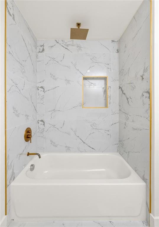 762 Rockbridge Rd NW, Lilburn, GA 30047 - full bath with a combined bath / shower with rainfall shower and marble finish floors
