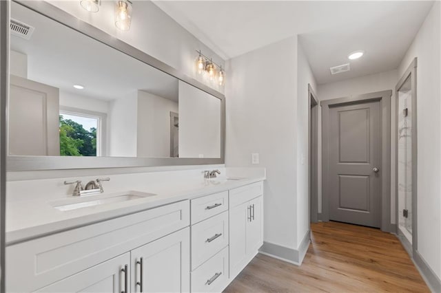 bathroom featuring wood-type flooring and vanity