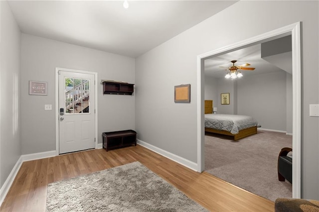 1797 Olive St SE, Atlanta, GA 30315 - entryway with wood finished floors, baseboards, and a ceiling fan