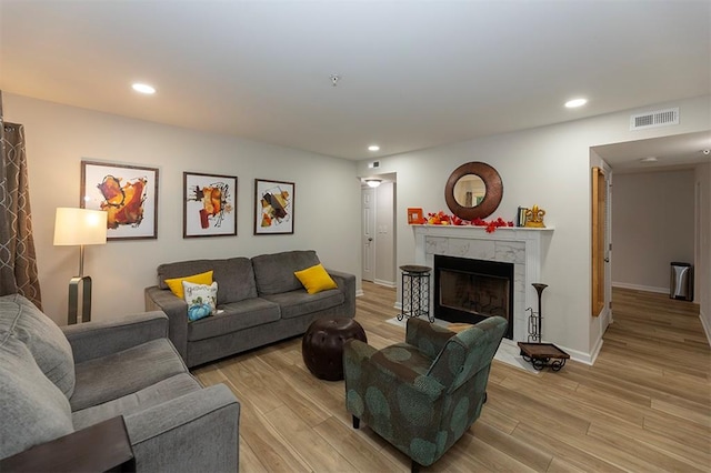 living room featuring light hardwood / wood-style flooring