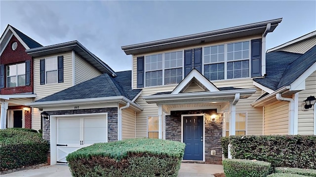 view of front of house with a garage