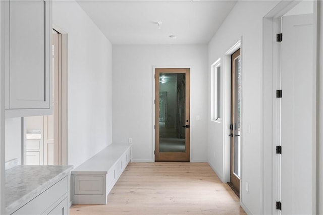 mudroom featuring light wood-type flooring