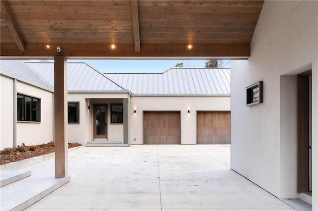 exterior space featuring a garage