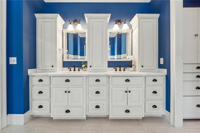 220 Spring Branch Dr, Canton, GA 30115 - full bathroom featuring double vanity, baseboards, and tile patterned flooring