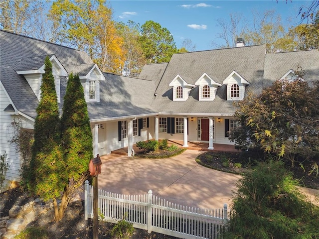220 Spring Branch Dr, Canton, GA 30115 - cape cod-style house featuring a porch, a chimney, and roof with shingles