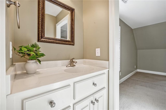 220 Spring Branch Dr, Canton, GA 30115 - bathroom featuring vanity and lofted ceiling