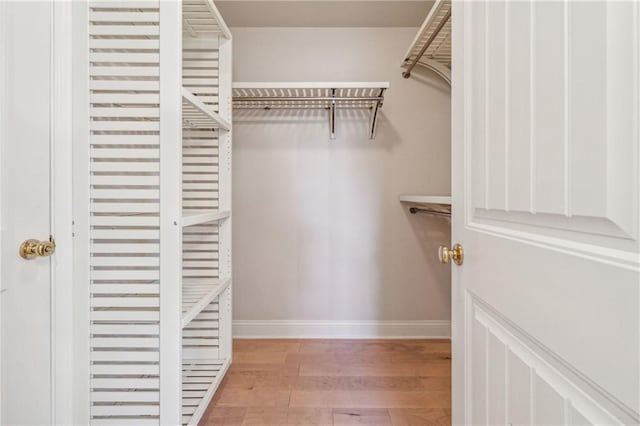 walk in closet featuring hardwood / wood-style flooring