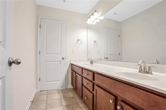 bathroom with tile patterned flooring and vanity