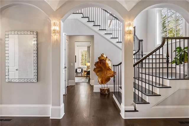 entryway featuring dark wood-type flooring