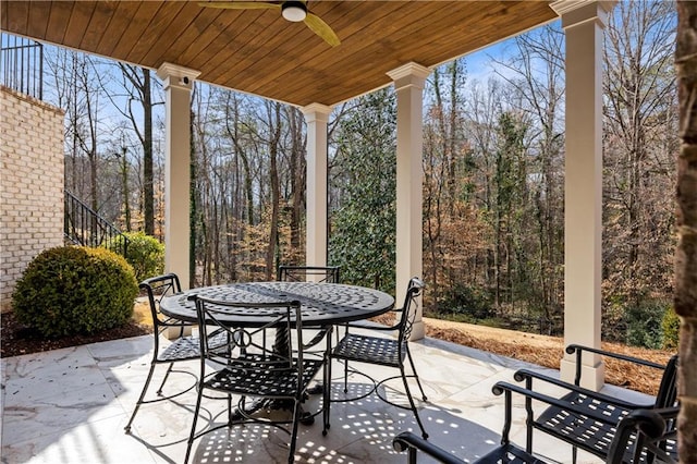 view of patio / terrace with ceiling fan