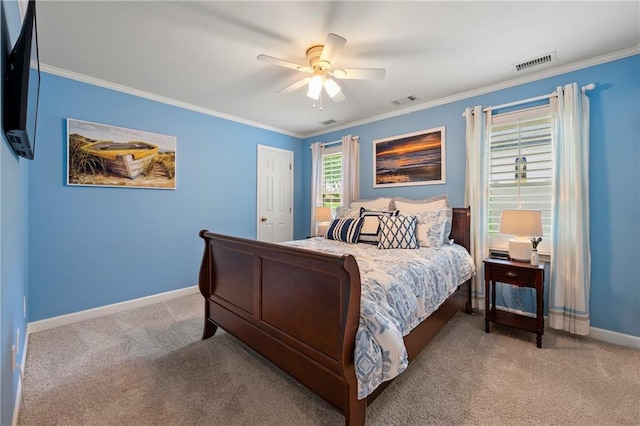 1703 Brandywine Ct, Atlanta, GA 30338 - carpeted bedroom featuring crown molding, baseboards, and a ceiling fan