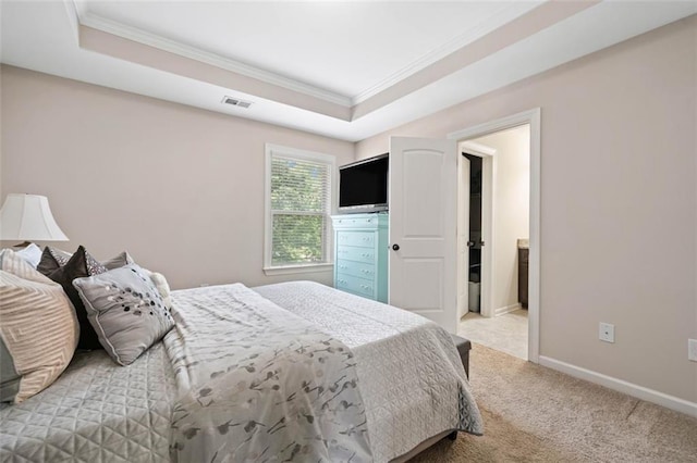 161 Archstone Sq, Mcdonough, GA 30253 - bedroom with ornamental molding, a tray ceiling, carpet floors, and baseboards