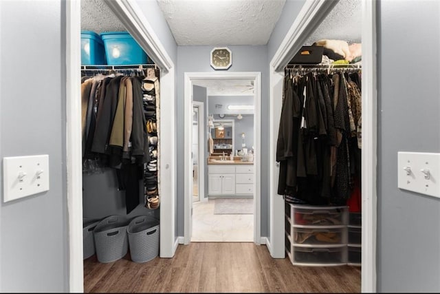 spacious closet featuring wood finished floors