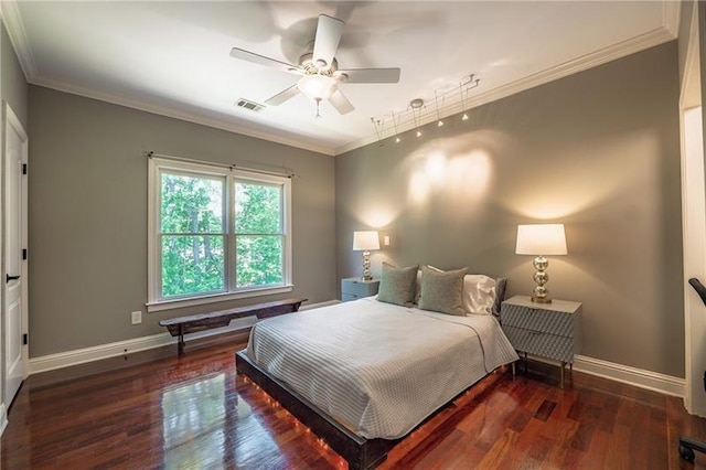 3680 Milton Park Dr, Alpharetta, GA 30022 - bedroom featuring wood finished floors, baseboards, ornamental molding, and ceiling fan