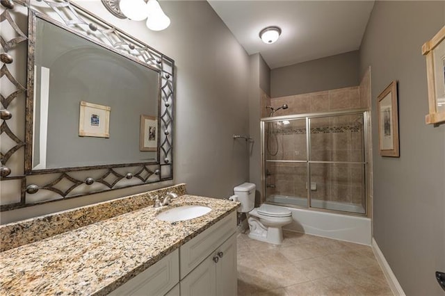 3680 Milton Park Dr, Alpharetta, GA 30022 - full bathroom with toilet, vanity, bath / shower combo with glass door, and tile patterned floors