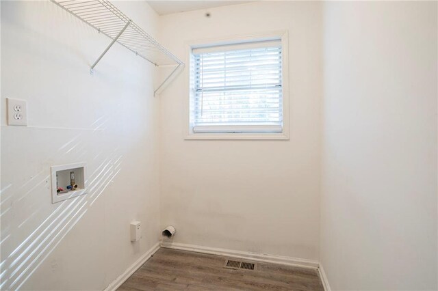 laundry room with hookup for a washing machine and wood-type flooring