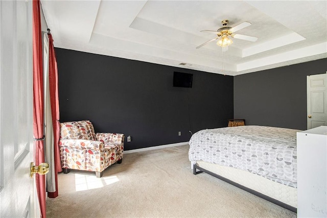 7341 Raleigh Way, Bethlehem, GA 30620 - bedroom with a raised ceiling, carpet, baseboards, and ceiling fan