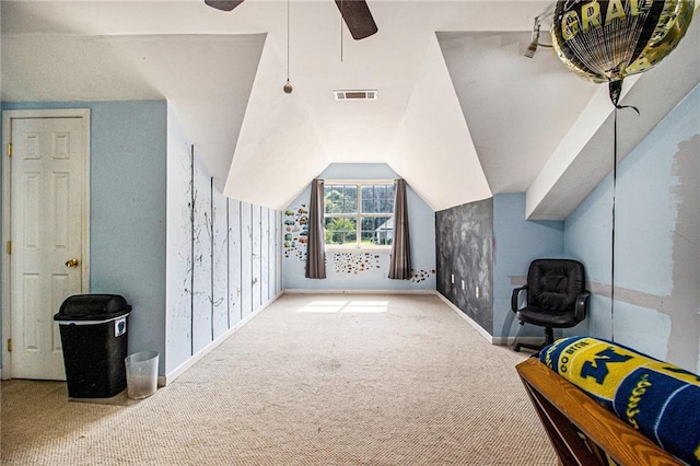 7341 Raleigh Way, Bethlehem, GA 30620 - carpeted bedroom with baseboards, vaulted ceiling, and ceiling fan