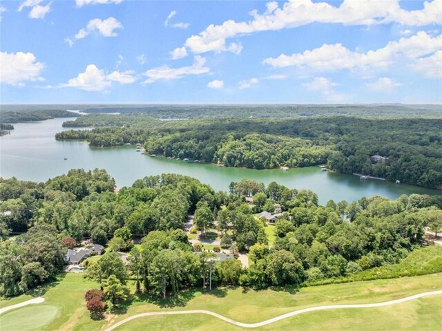 596 E Lake Dr, Gainesville, GA 30506 - drone / aerial view featuring golf course view, a water view, and a view of trees