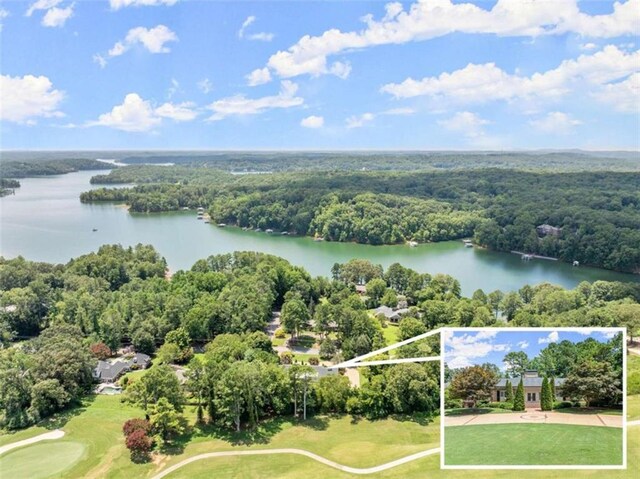 596 E Lake Dr, Gainesville, GA 30506 - drone / aerial view featuring a water view and a wooded view