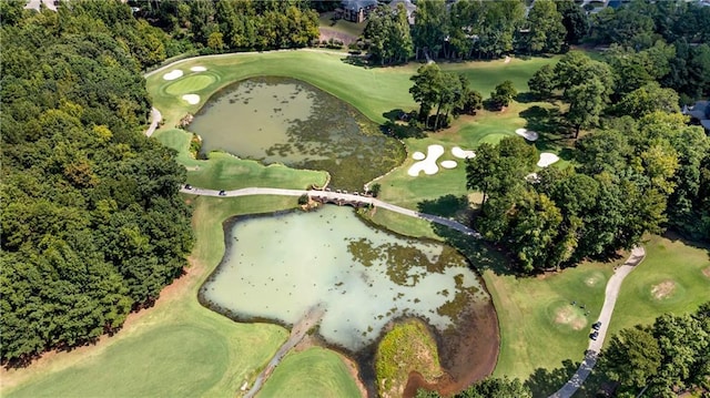 drone / aerial view with golf course view